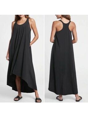 Athleta Presidio Traveler Maxi Dress Black Sleeveless Size Large EUC